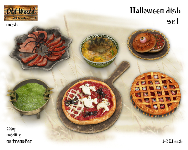 Second Life Marketplace Halloween dish set v1 Old World Helloween